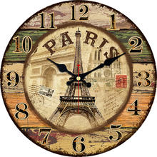 Relógio de parede de papelão wonzom paris 6-16 segundos, silencioso e sem costura, estilo antigo para cozinha e escritório 2024 - compre barato