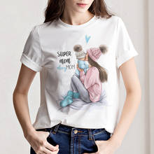 Футболка с принтом «Love» для мамы и сына, летняя футболка для женщин, Винтажная Футболка с принтом «Super Mom» в стиле Харадзюку 2024 - купить недорого