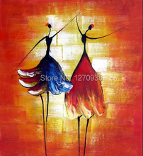 Pintura al óleo abstracta pintada a mano sobre lienzo dos chicas bailando arte de pared lienzo pintura al óleo abstracta bailarina pintura al óleo 2024 - compra barato