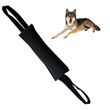Brinquedo de mordida de cachorro preto, linho k9 tug, brinquedo com duas alças para cães adultos e cachorros para cachorros, treinamento de animais de estimação, lance 2024 - compre barato