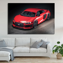 Imagem artística para parede vermelha sportscar r8, posteres e impressões de super carros, arte em tela, pinturas emolduradas diy para decoração do quarto 2024 - compre barato