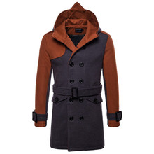 Chaqueta larga de viento de estilo británico para hombre, saco de lana con capucha, doble botonadura, cinturón de mezclas, invierno, nuevo, gran oferta 2024 - compra barato