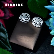 HIBRIDE New Circle Clear AAA Cubic Zirconia Women Engagement Stud Earrings Fashion Jewelry Party Gift Bijoux Femmel E-51 2024 - buy cheap