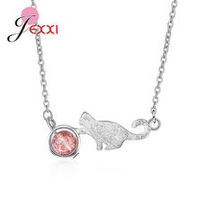 Lovely Cat Shape Necklace For Women 925 Sterling Silver Jewelry Top Quality Birthday Gift Fine Fashion Female Accessories 2024 - buy cheap