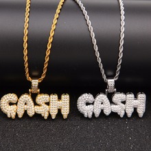 Full AAA CZ Zircon Paved Bling Iced Out Bubble Letter Cash Men Hip Hop Rapper Pendant Necklace Gold Color Alphabet Jewelry 2024 - buy cheap