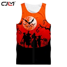 CJLM Winter Halloween Man Vest 3D Printed Bat Moon Men's Tank Top Black Witch And Child Unisex TankTop Wholesale 2024 - buy cheap