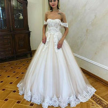 2020 New Off the Shoulder Elegant Lace Appliques Tulle Wedding Dresses 2020 vestido De Noiva Backless A-Line Bridal Gowns 2024 - buy cheap