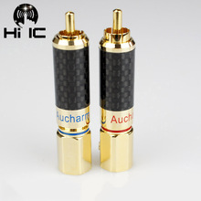 2Pcs/1Pair Copper Gold Plated Carbon Fiber RCA Connector RCA Male Plug Adapter HiFi Video/Audio Wire Connector 2024 - buy cheap