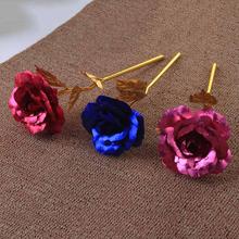 Gold Foil Plated Rose Wedding Decoration Golden Rose Gold Dipped flore artificiales Gold Rose artificial flower 6 Color 2024 - buy cheap