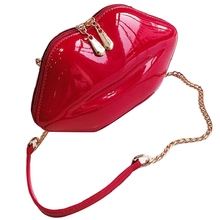 Women Red Lips Clutch Bag Ladies Pu Leather Chain Shoulder Bag Bolsa Evening Bag Lips Shape Purse 2024 - buy cheap