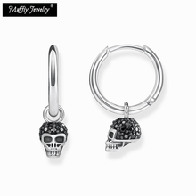 Pendientes de aro con bisagras para mujer, arpa criolla con calavera pavimentada, joyería de moda de estilo europeo para mujer, regalo Vintage 2019 en plata de ley 925 2024 - compra barato