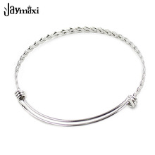 Jaymaxi torção de aço inoxidável pulseira ajustável 55/60 / 65mm personalizado diy charme jóias fio pulseiras atacado 10 peças/lote 2024 - compre barato