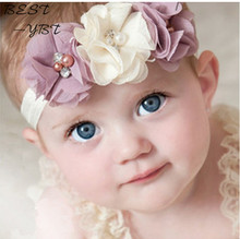 Nueva moda niños calientes bebé niñas perla diamante tres flores diadema cinta para el pelo accesorios para la cabeza 2024 - compra barato