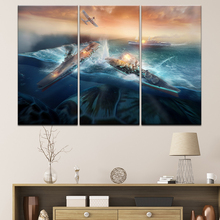 Póster del juego con impresión en lienzo de 3 paneles de Warships, decoración del hogar para la sala de estar, pintura en lienzo, imágenes artísticas de pared, decoración del paisaje 2024 - compra barato