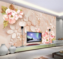 Papel tapiz 3D personalizado, murales de flores en relieve de grano de piedra para la pared del fondo del dormitorio de la sala de estar papel de pared impermeable 2024 - compra barato