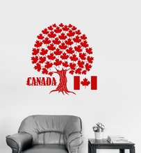 Pegatinas de pared con símbolos de árbol de arce canadiense, calcomanía de vinilo para pared, bandera para pared canadiense, Mural de decoración para sala de estar y dormitorio, SA232 2024 - compra barato