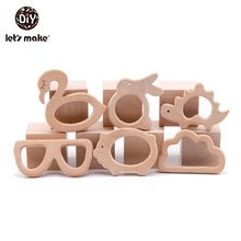 Let's Make 10pc/lot Organic Baby Wooden Teether Natural Teething Toy Baby Shower Gift Toddler Teether Newborn Baby Teether 2024 - buy cheap