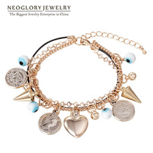 Neoglory Light Yellow Gold Color Bead Lobster Fashion Eye Bracelet Bangle for Women 2020 Jewelry New Brand Party Gift QC4 2024 - buy cheap