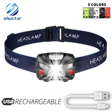 USB Rechargeable LED Headlamp Sensory switch 6 lighting modes White light + Red light For night fishing, camping, adventure,etc. 2024 - buy cheap