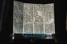 Elaborate Chinese collection Tibetan silver carving flower folding screen 2024 - buy cheap
