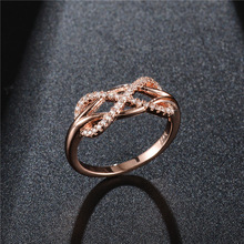 Модные кольца Бесконечность для женщин AAA + кубический циркон CZ камень кольцо розовое золото/серебро цвет обручальное кольцо 2024 - купить недорого