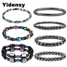Yindesy  Fashion Hematite Beads Bracelet Elastic Stretch Strand Bracelet for Women Men Lose Weight Healthy Care Therapy Jewelry 2024 - buy cheap