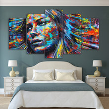 Canvas Home Decor Modular Wall Art Pictures Framework 5 Pieces Colorful Women Painting For Living Room HD Print Abstract Poster 2024 - buy cheap