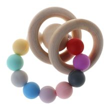 Baby Teether Bracelet Teething Toys Chew Bite Newborn Teeth Care Beads Jewelry Pain Relief Silicone Wood Rings Infant 2024 - buy cheap