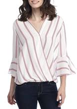 New women's spring and autumn V-neck cropped sleeves loose striped shirt Sexy Shirts Ladies Clothing ladies office commuter shir 2024 - buy cheap