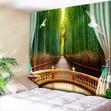 Moqueta de pared decorativa Bohemia Chic, tapiz de bosque soleado de bambú, decoración del hogar, manta de pared Hippie, tienda de campaña, Mattres de viaje 2024 - compra barato