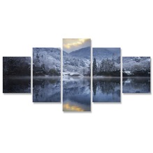 Пейзаж Зимний лес озеро Холст Картина 5 шт. настенная художественная Модульная картина декор картины 2024 - купить недорого