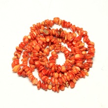 Contas de pedra laranja natural 5-8mm, corante em formato de cascalho para fazer joias, colar pulseira diy em fio de 34'' 2024 - compre barato