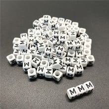 Contas de alfabeto quadrado com 6mm, contas em acrílico com letras para colar, acessório de joias diy com 100 peças 2024 - compre barato