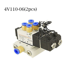 DC 12В 24В двойной Пневматический электромагнитный клапан 4V110-06 электромагнитный быстроразъемный Фиттинг базовый набор AC 110 В 220 В 4V110 06 2024 - купить недорого
