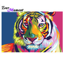 Ever Moment Diamond Painting Colorful Tiger Full Square Drill Handmade 5D DIY Mosaic Diamond Embroidery Decoration ASF1594 2024 - buy cheap