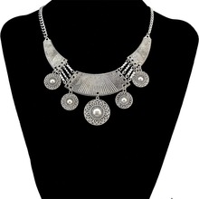 Collares con colgante geométrico de Metal para mujer, joyería de fiesta india, collar femenino, bohemio, Vintage, plateado 2024 - compra barato