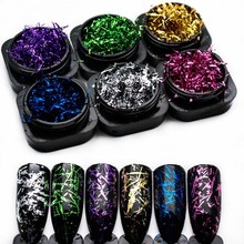1 коробка, алюминиевый фольгированный провод, хлопья для ногтей, художественные блестки, цветная зеркальная пудра для ногтей, пигментные маникюрные пайетки для ногтей SF3001 2024 - купить недорого