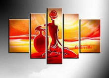 Hand Painted Sunrise Landscape Group Of Oil Paintings Hang Pictures On Canvas Modern Women Paintings For Living Room Wall Decor 2024 - buy cheap