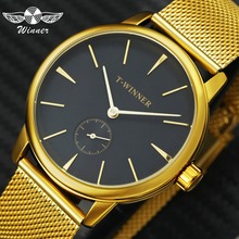 WINNER Golden-relojes mecánicos ultrafinos de acero para hombre, pulsera de mano de lujo, Simple 2024 - compra barato