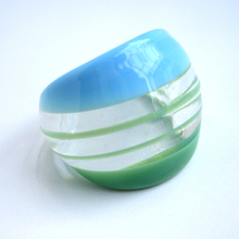 Anel cobra vermelha artesanal fashion azul e verde translúcida anel de vidro de murano 2024 - compre barato