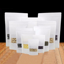 Bolsas de papel Kraft blancas para regalos, dulces, té, comida, boda, con ventana de pie, con cremallera, embalaje artesanal, 300 piezas 2024 - compra barato