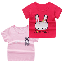 Летние футболки с коротким рукавом из 2 предметов для девочек и мальчиков, футболка с рисунком из мультфильма Enfant, хлопковые топы, радужная футболка для детей 2024 - купить недорого