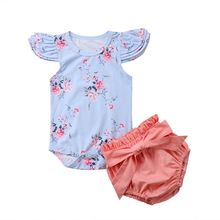 Princess Infant Baby Girl Florla Clothes Set Flying Sleeves Top Romper Shorts Pants Bow Outfit Summer Cute Baby Girl Clothing 2024 - buy cheap