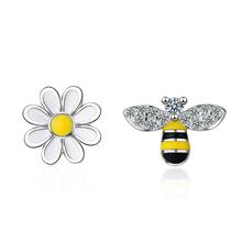 Encantadora asimétrica abeja sol flor Zircon Pendientes de oído de la línea para las mujeres Pendientes de la joyería Brincos SAE53 2024 - compra barato