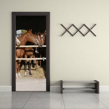 3D Creative Animal Horse Door Stickers Wallpaper PVC Poster Wall Stickers Office Bedroom Living Room Vinly Home Decoration Decal 2024 - buy cheap