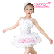 MiDee белое балетное платье-пачка с лебедями, украшенное перьями, стандартные платья для девочек, сценическое соревнование, выступление 2024 - купить недорого