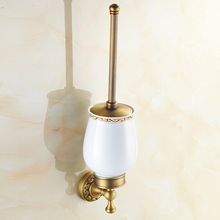 Antique Brass Toilet Brush Wall Mounted Bathroom Toilet WC Cleaning Brush Holder Set Bathroom Accessories KD932 2024 - buy cheap