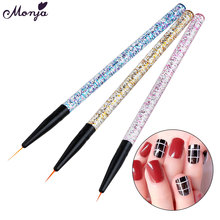 Monja 3 шт./компл., акриловая ручка для дизайна ногтей, французская полоска, подводка для рисования, кисть с цветочным узором, 3D Ручка для рисования, инструмент для маникюра 2024 - купить недорого
