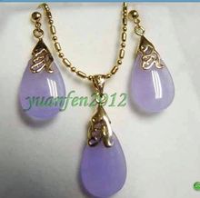 new Style Hot sale*** Fashion Jewelry purple jade pendant necklace earring sets Fashion Wedding Party Jewellery 2024 - buy cheap