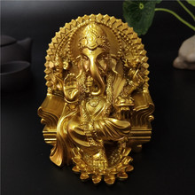Estátua de ganesha de senhor dourado, estátua de buda, elefante, deus, escultura, buda indiana, artesanato em resina, decoração de jardim para casa 2024 - compre barato